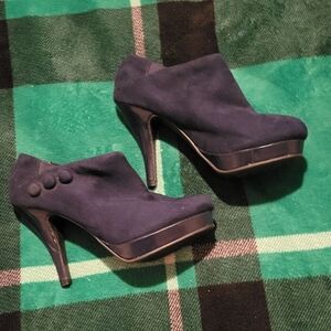 🔥HP🔥9-6-24🔥WOMENS M.P.S SUEDE ANKLE BOOT HIGH HEEL STILETTO NAVY BLUE SZ 6.5